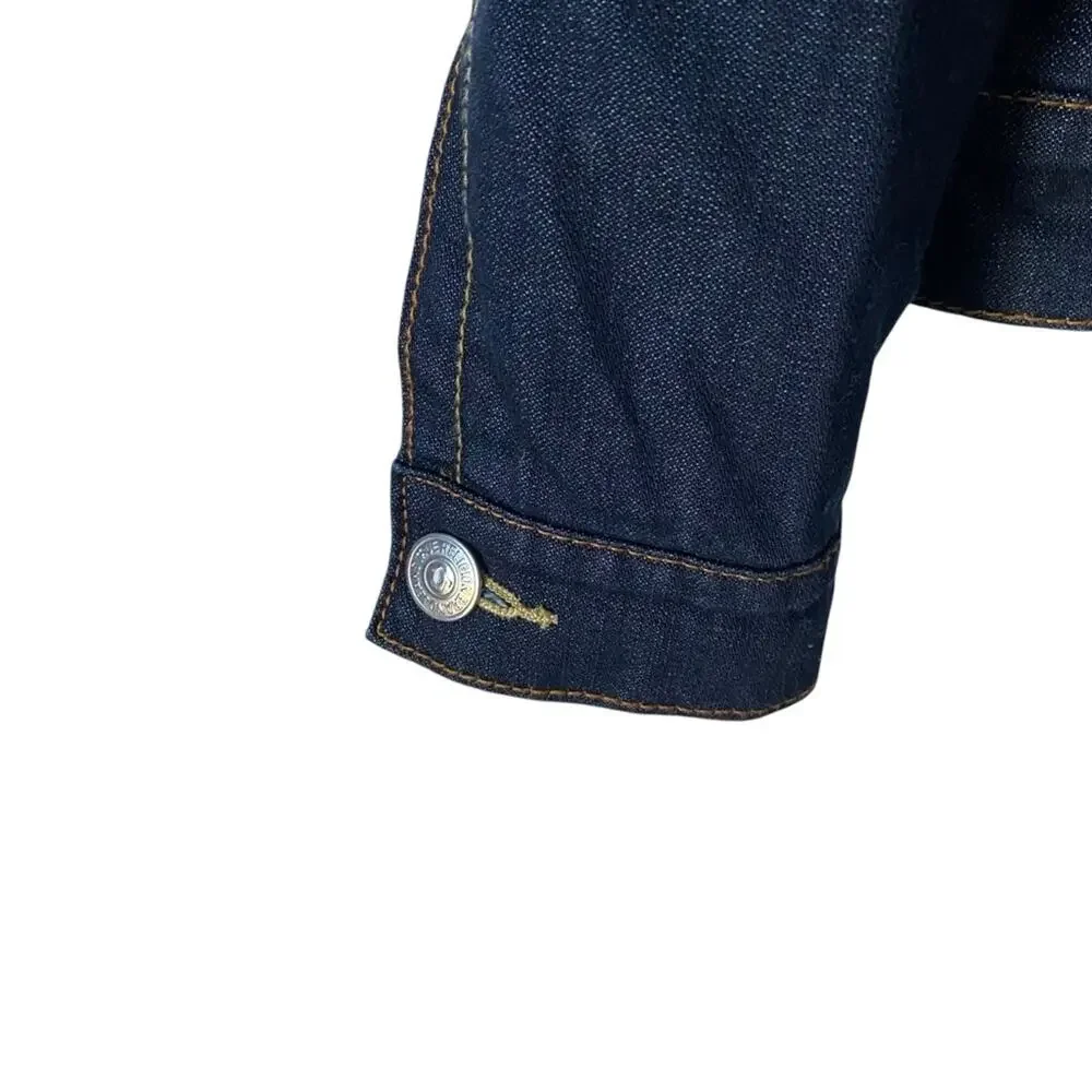 True Religion Dark Denim Blue Jean  Sherpa Trucker Jacket size large